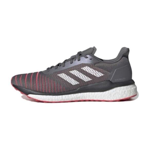 Adidas Solar Drive Gray Shock Red Comfort Running Shoes Mens 12 NEW Fast Ship